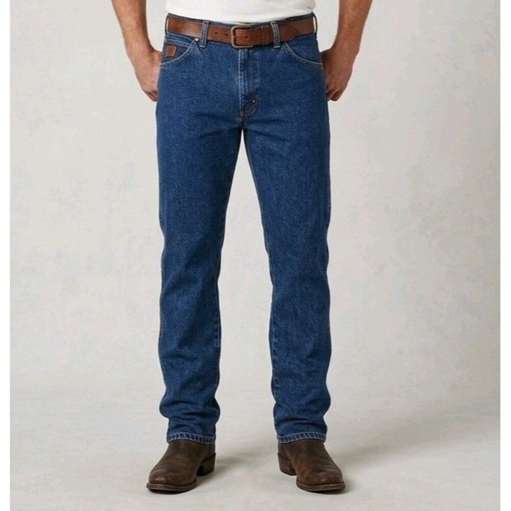 Wrangler Men's 13MWZGK Vintage Denim Cowboy Cut Straight 35 X32 Dark Wash